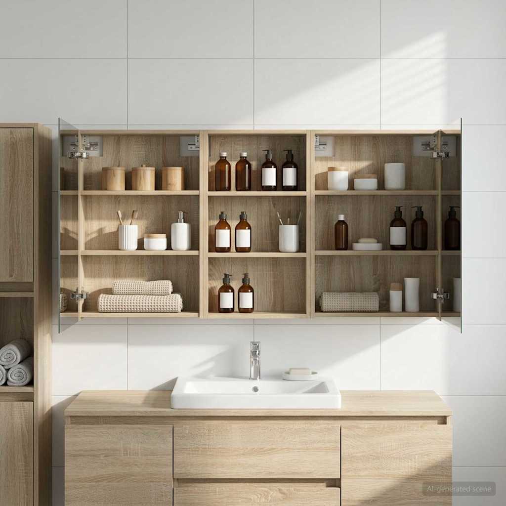 vidaXL Bathroom Cabinet Set 3 pcs 140 x 14.5 x 70 cm Engineered wood