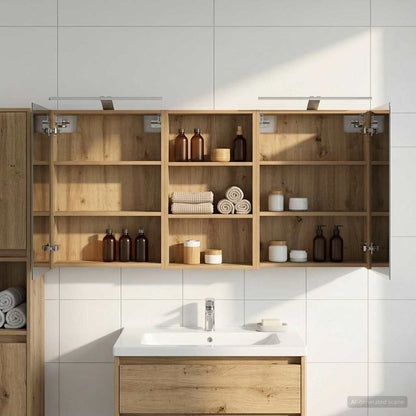 vidaXL Bathroom Cabinet Set 3 pcs 140 x 14.5 x 70 cm Engineered wood