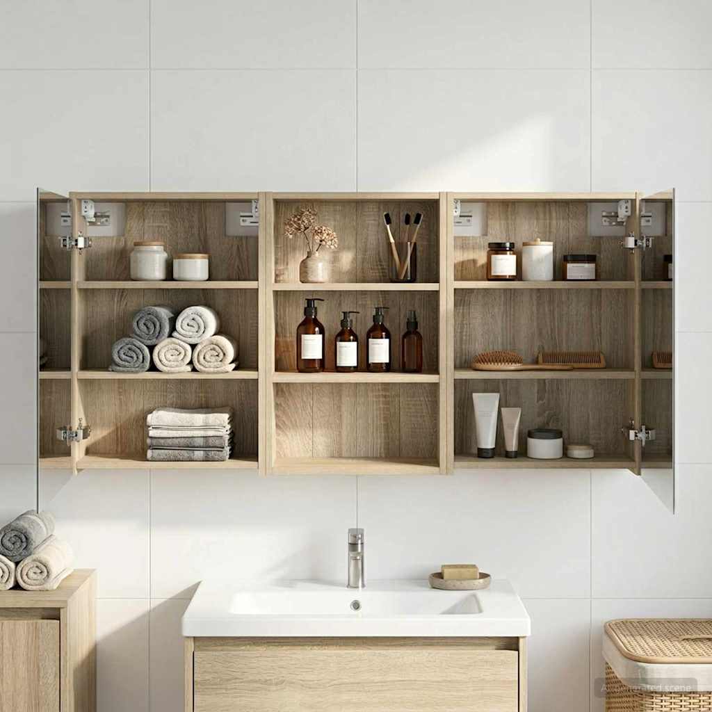 vidaXL Bathroom Cabinet Set 3 pcs 126 x 16 x 62.5 cm Engineered wood