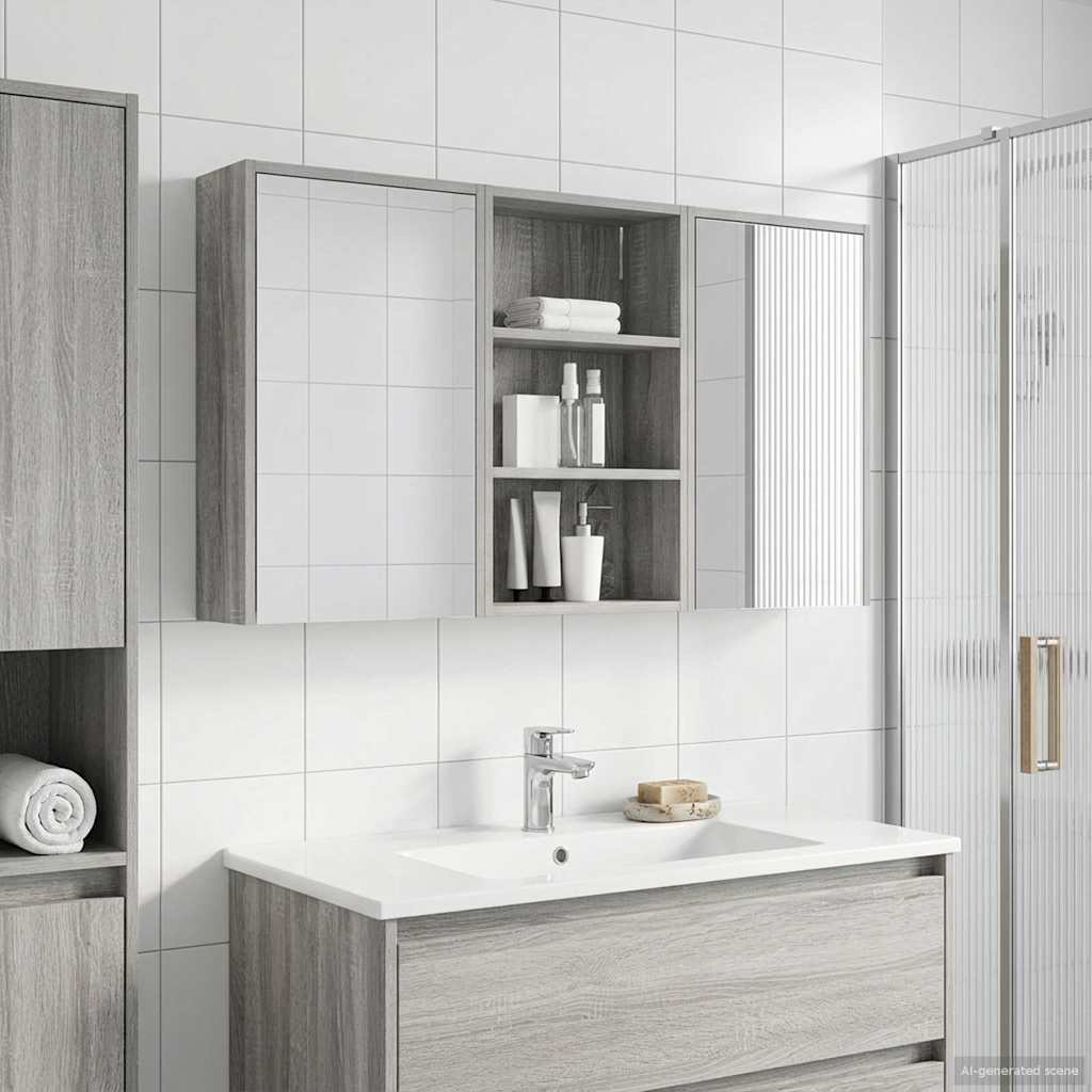 vidaXL Bathroom Cabinet Set 3 pcs 126 x 16 x 62.5 cm Engineered wood
