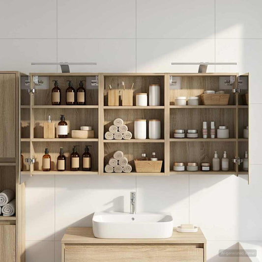 vidaXL Bathroom Cabinet Set 3 pcs 126 x 16 x 62.5 cm Engineered wood