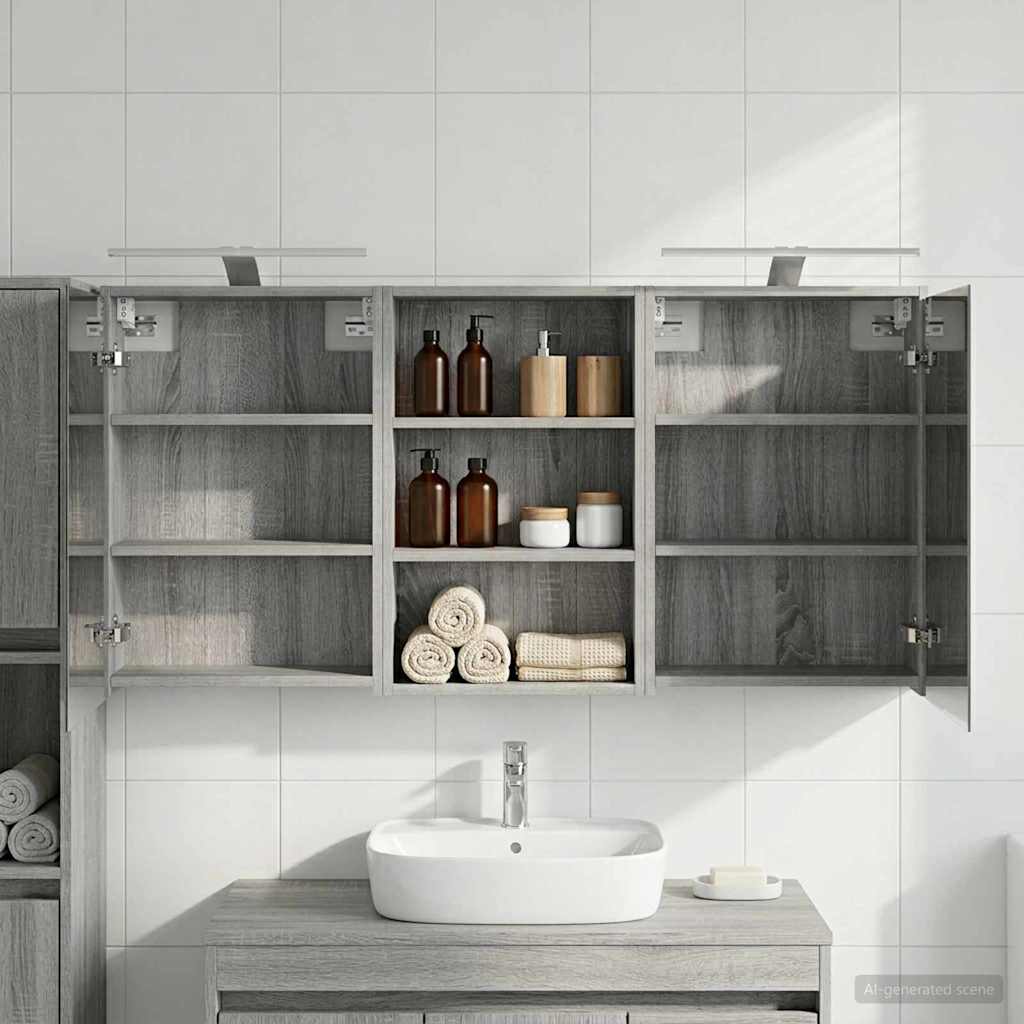 vidaXL Bathroom Cabinet Set 3 pcs 126 x 16 x 62.5 cm Engineered wood