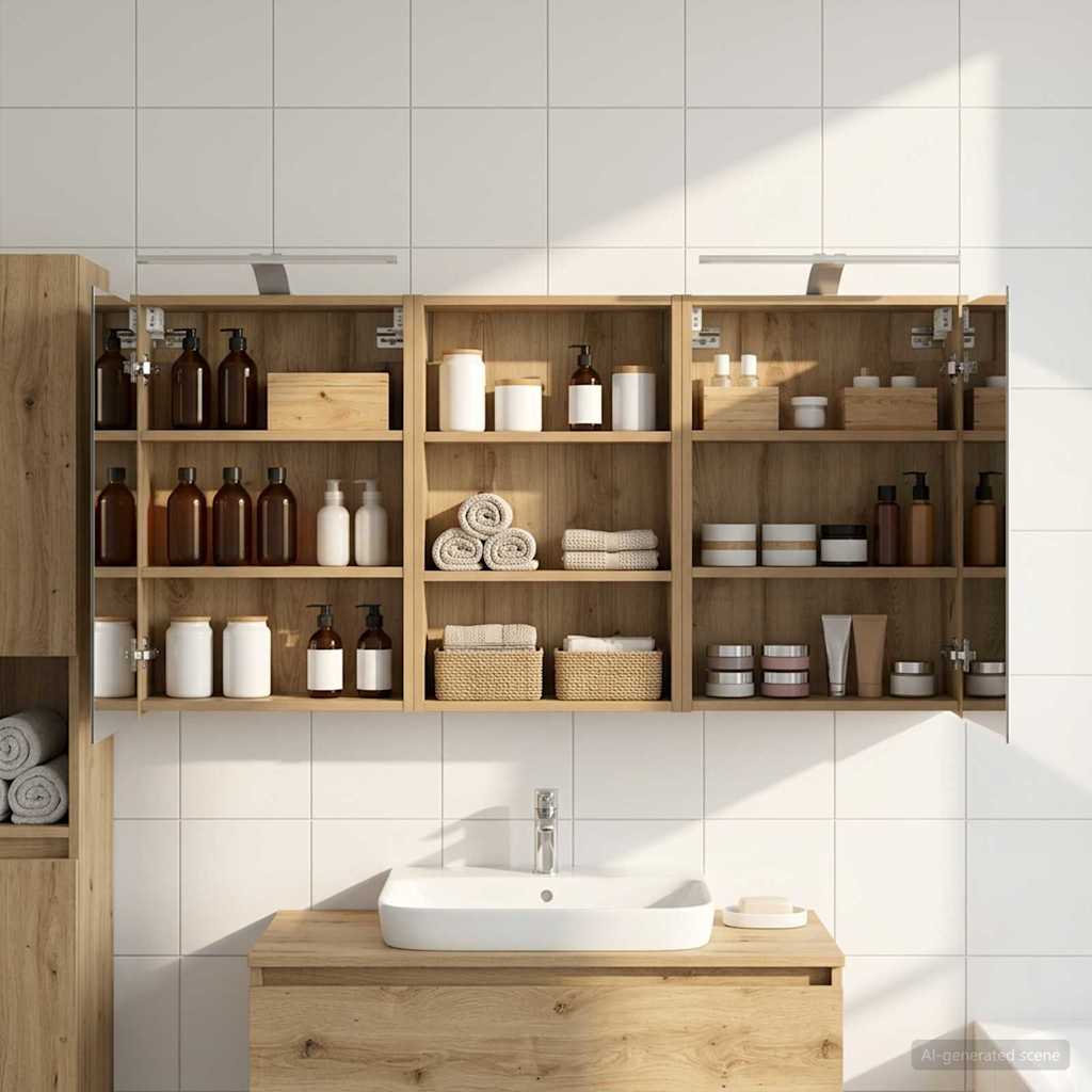 vidaXL Bathroom Cabinet Set 3 pcs 126 x 16 x 62.5 cm Engineered wood