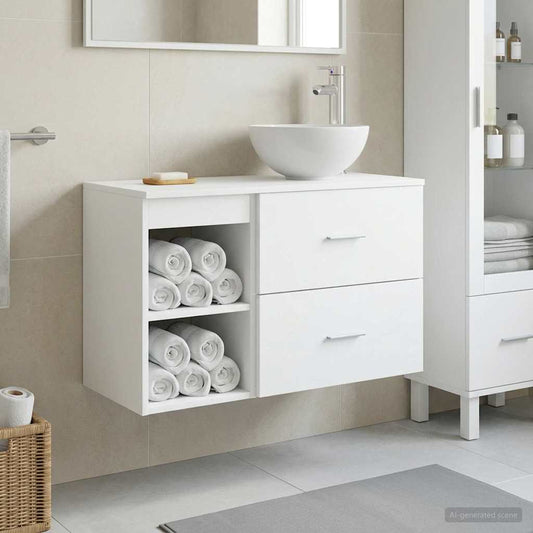 vidaXL Bathroom Furniture Set 2 pcs White Engineered Wood