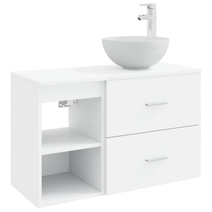 vidaXL Bathroom Furniture Set 2 pcs White Engineered Wood
