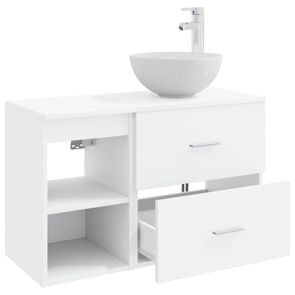 vidaXL Bathroom Furniture Set 2 pcs White Engineered Wood