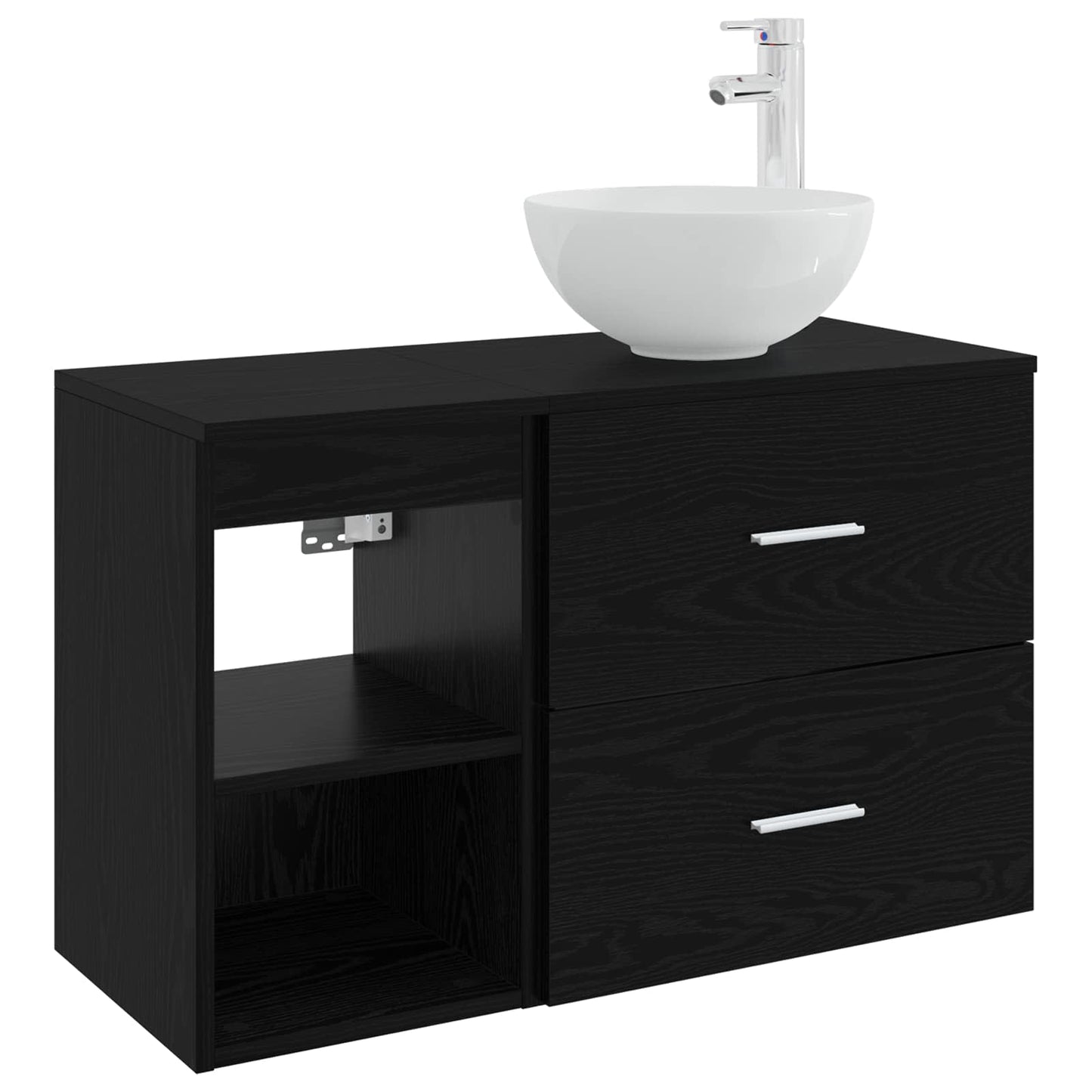 vidaXL Bathroom Furniture Set 2 pcs Black Oak Engineered Wood