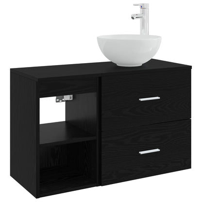 vidaXL Bathroom Furniture Set 2 pcs Black Oak Engineered Wood