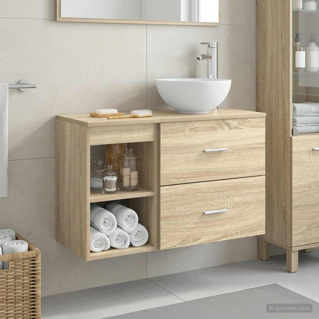 vidaXL Bathroom Furniture Set 2 pcs Sonoma Oak Engineered Wood