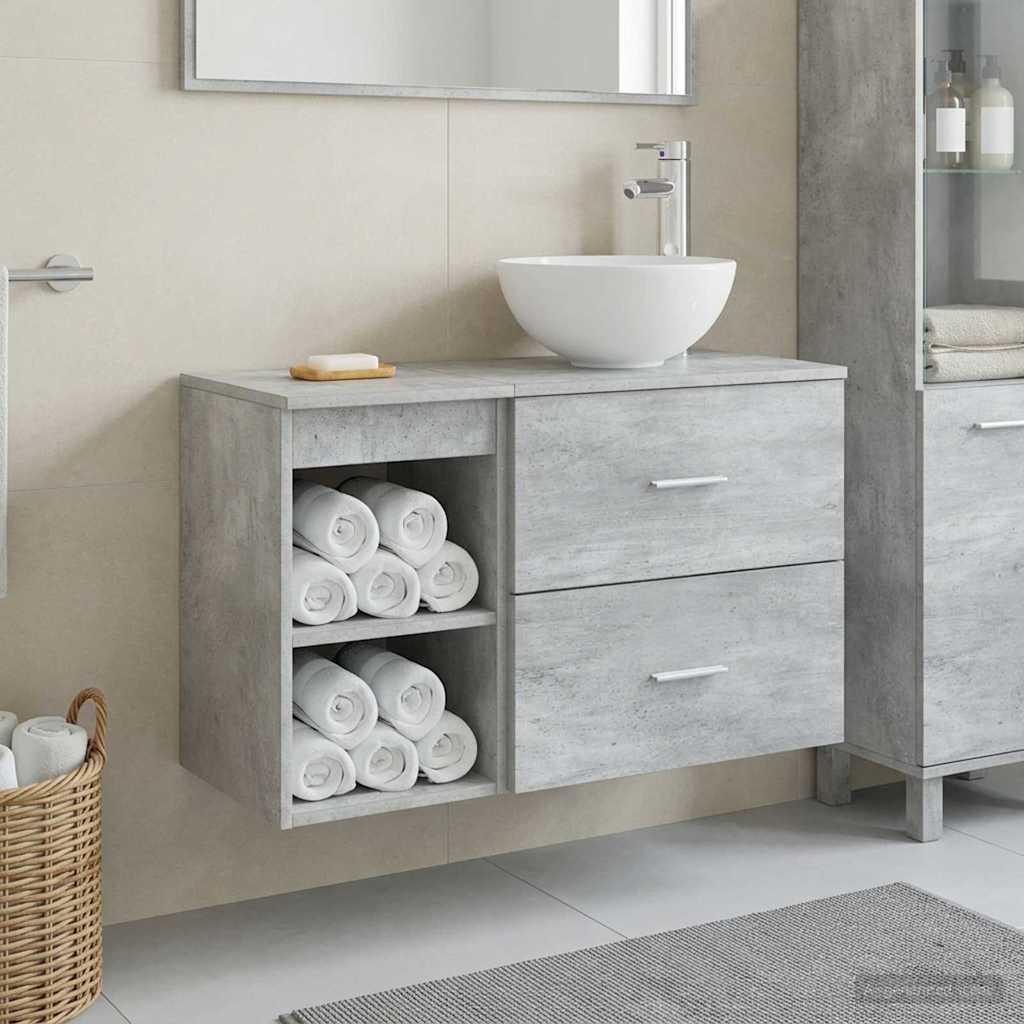 vidaXL Bathroom Furniture Set 2 pcs Concrete Grey Engineered Wood
