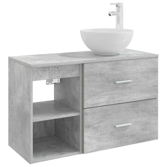 vidaXL Bathroom Furniture Set 2 pcs Concrete Grey Engineered Wood