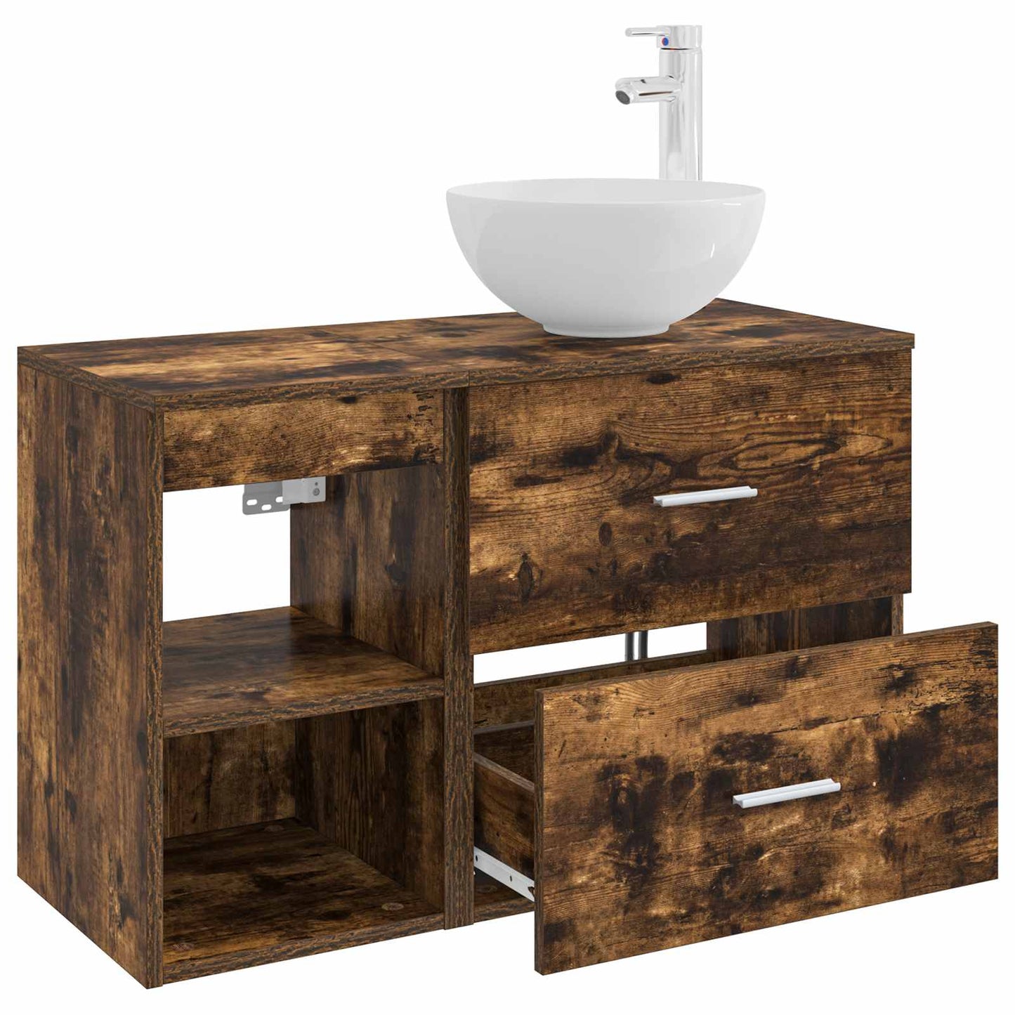 vidaXL Bathroom Furniture Set 2 pcs Smoked Oak Engineered Wood