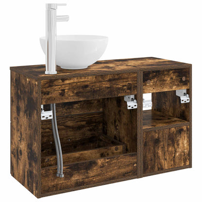 vidaXL Bathroom Furniture Set 2 pcs Smoked Oak Engineered Wood