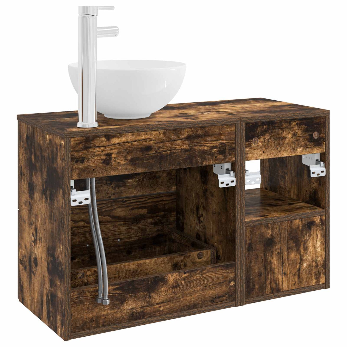 vidaXL Bathroom Furniture Set 2 pcs Smoked Oak Engineered Wood