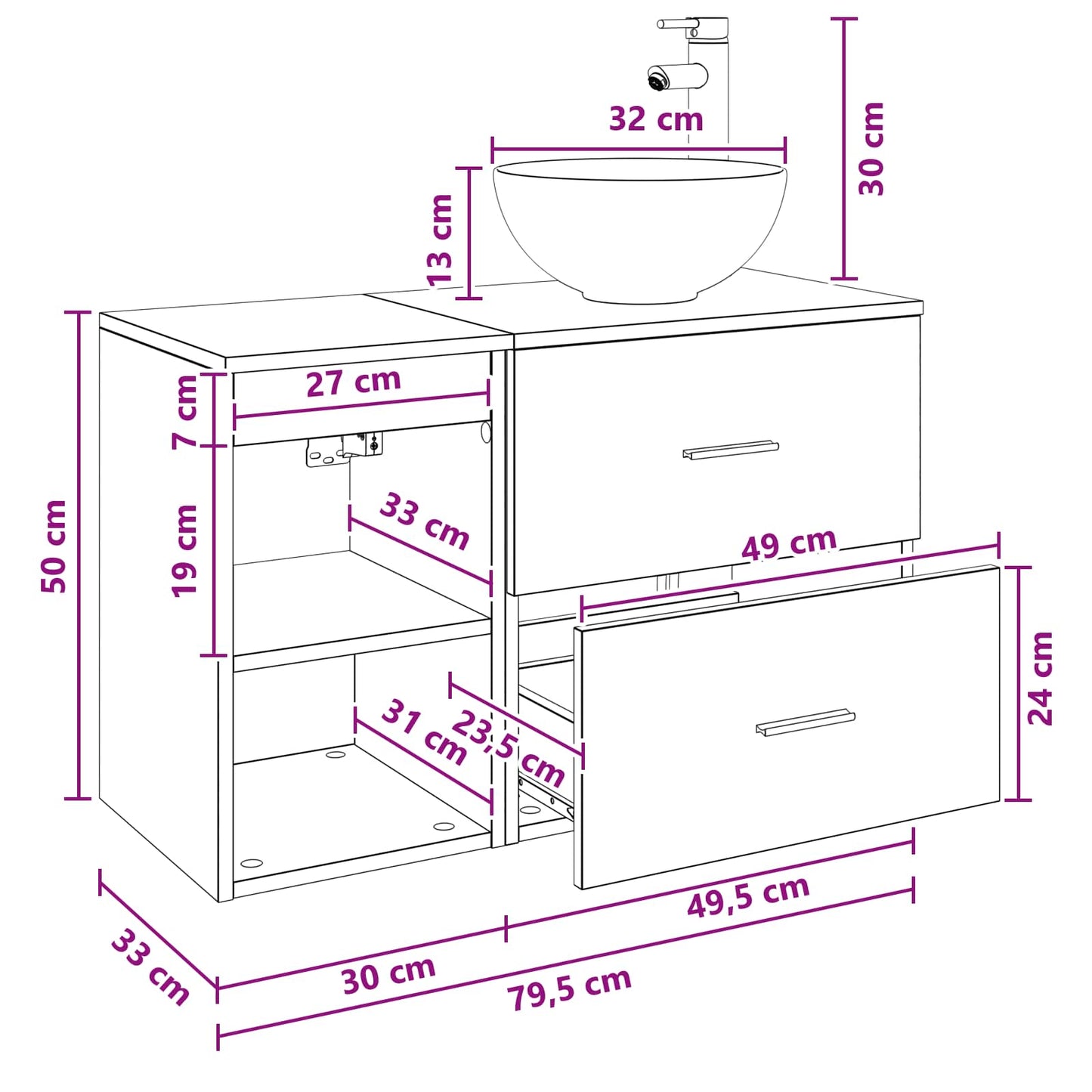 vidaXL Bathroom Furniture Set 2 pcs Smoked Oak Engineered Wood
