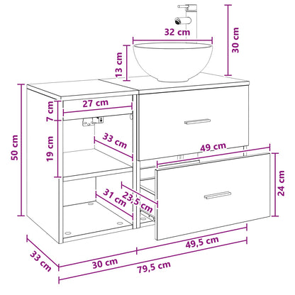vidaXL Bathroom Furniture Set 2 pcs Smoked Oak Engineered Wood