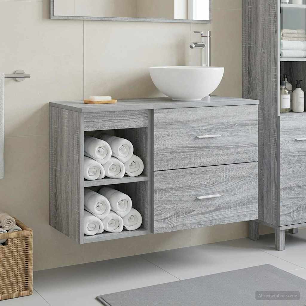 vidaXL Bathroom Furniture Set 2 pcs Grey Sonoma Engineered Wood