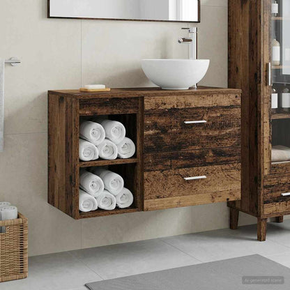 vidaXL Bathroom Furniture Set 2 pcs Old Wood Engineered Wood