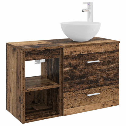 vidaXL Bathroom Cabinet Set 2 pcs Old Wood 79.5 x 35 x 80 cm