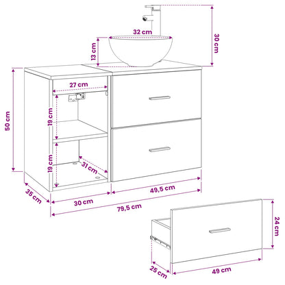 vidaXL Bathroom Cabinet Set 2 pcs Old Wood 79.5 x 35 x 80 cm