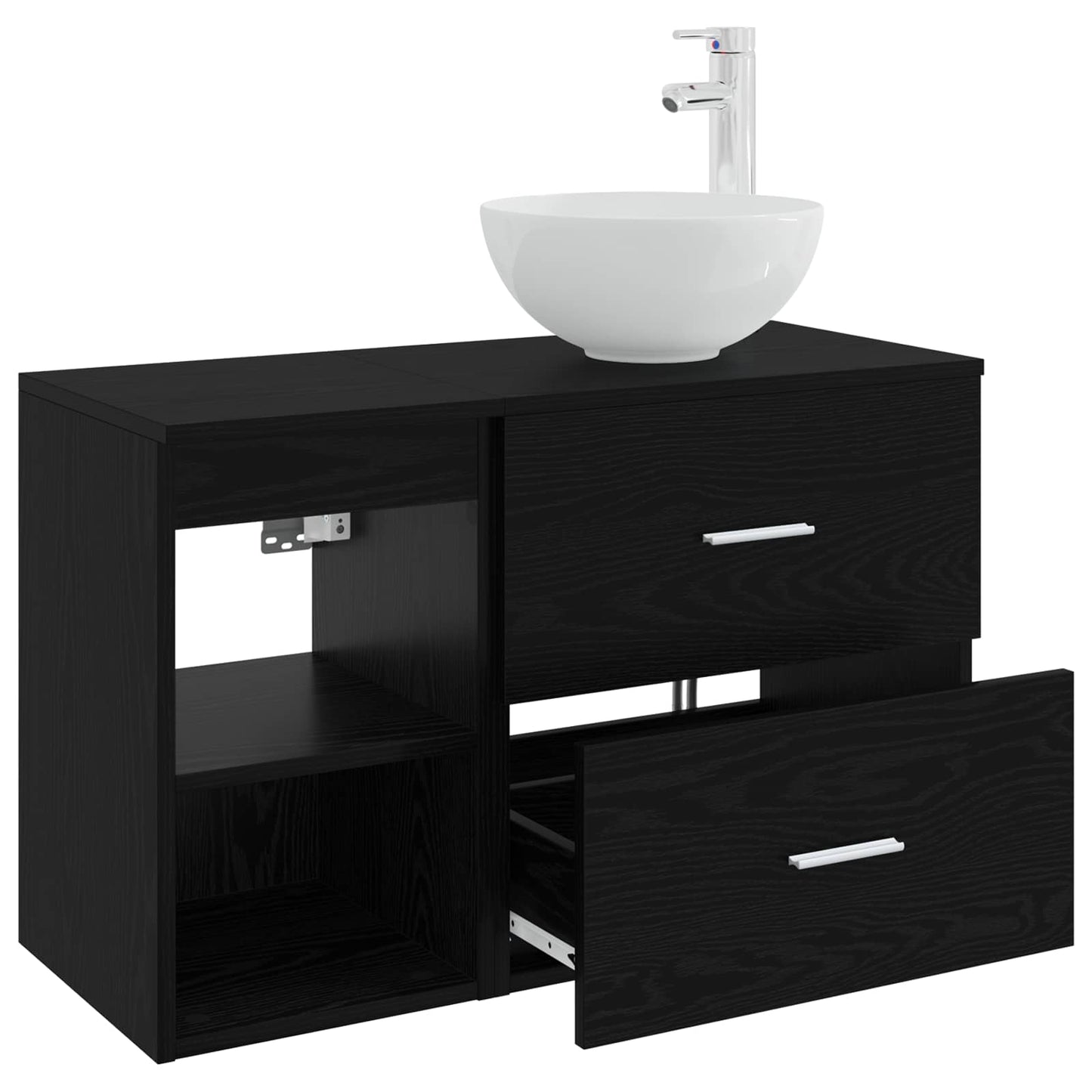 vidaXL Bathroom Furniture Set 2 pcs Black Oak Engineered Wood