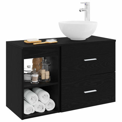 vidaXL Bathroom Furniture Set 2 pcs Black Oak Engineered Wood
