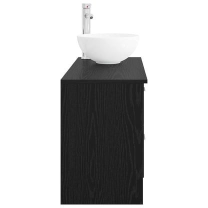 vidaXL Bathroom Furniture Set 2 pcs Black Oak Engineered Wood