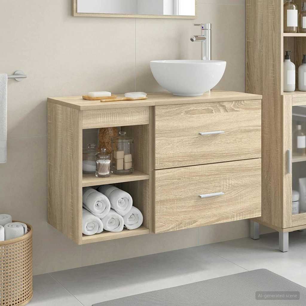 vidaXL Bathroom Furniture Set 2 pcs Sonoma Oak Engineered Wood