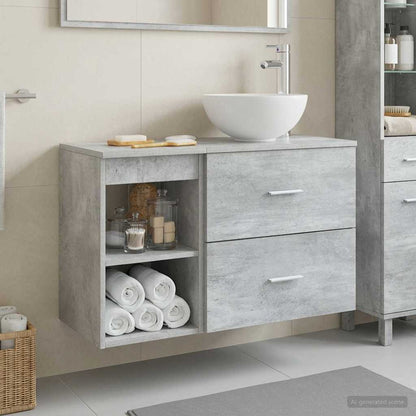 vidaXL Bathroom Furniture Set 2 pcs Concrete Grey Engineered Wood