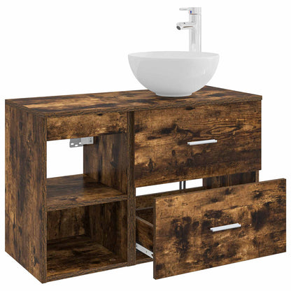 vidaXL Bathroom Furniture Set 2 pcs Smoked Oak Engineered Wood
