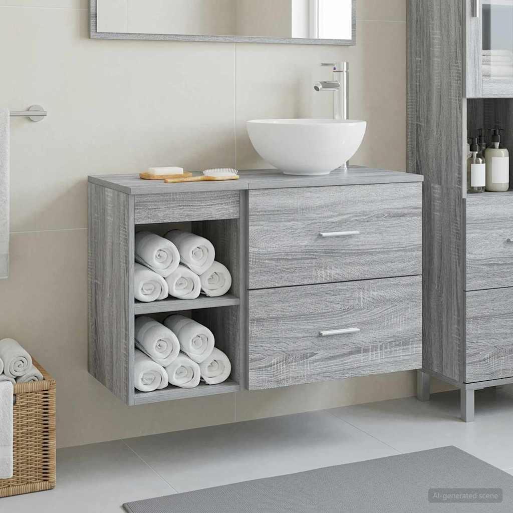 vidaXL Bathroom Furniture Set 2 pcs Grey Sonoma Engineered Wood