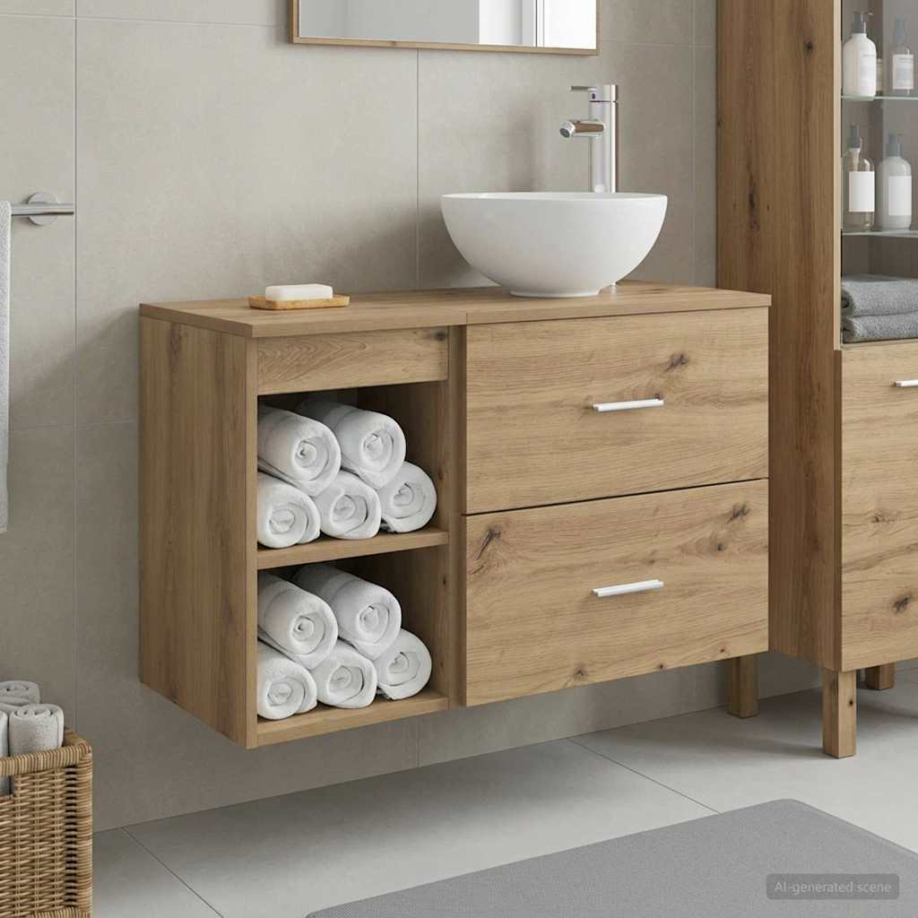 vidaXL Bathroom Furniture Set 2 pcs Artisan Oak Engineered Wood