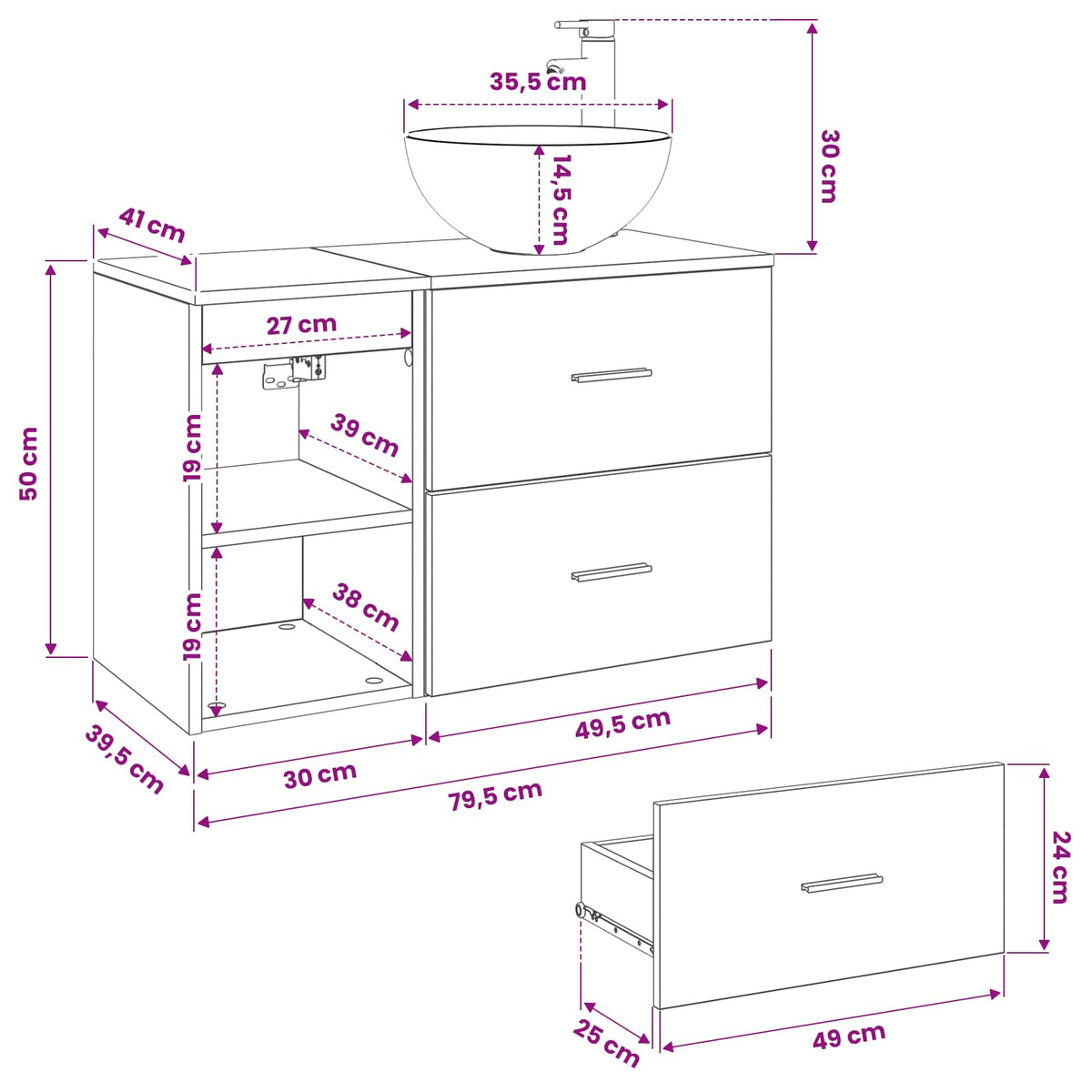 vidaXL Bathroom Cabinet Set 2 pcs Artisan Oak 79.5 x 41 x 80 cm