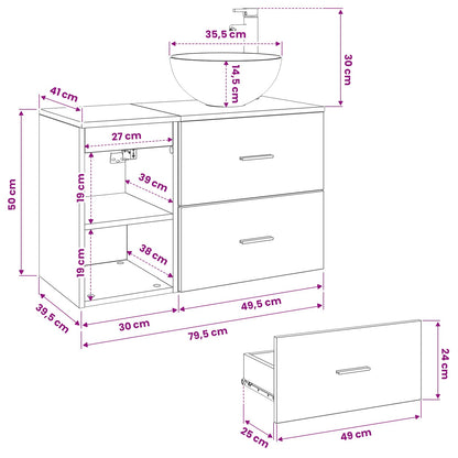 vidaXL Bathroom Cabinet Set 2 pcs Artisan Oak 79.5 x 41 x 80 cm