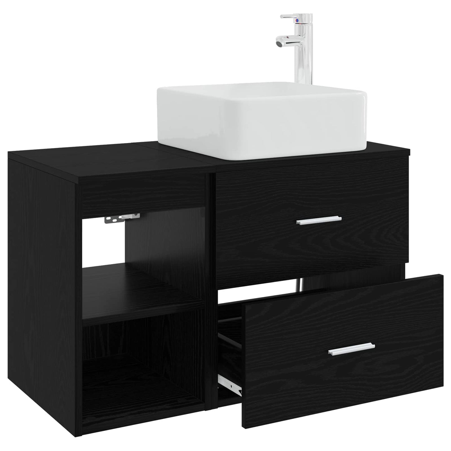 vidaXL Bathroom Furniture Set 2 pcs Black Oak Engineered Wood