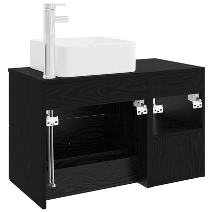 vidaXL Bathroom Furniture Set 2 pcs Black Oak Engineered Wood