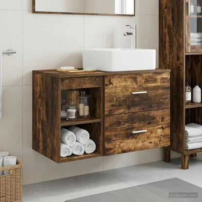 vidaXL Bathroom Furniture Set 2 pcs Smoked Oak Engineered Wood