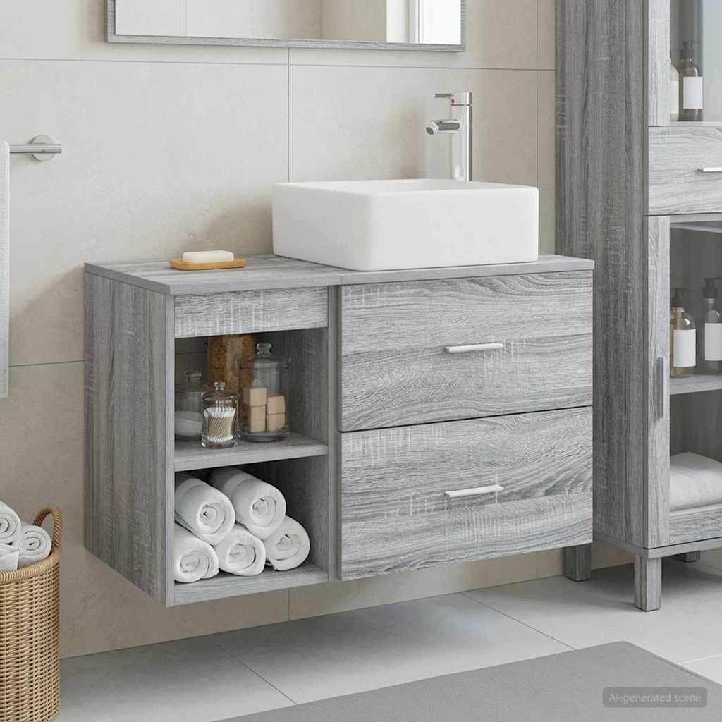 vidaXL Bathroom Furniture Set 2 pcs Grey Sonoma Engineered Wood
