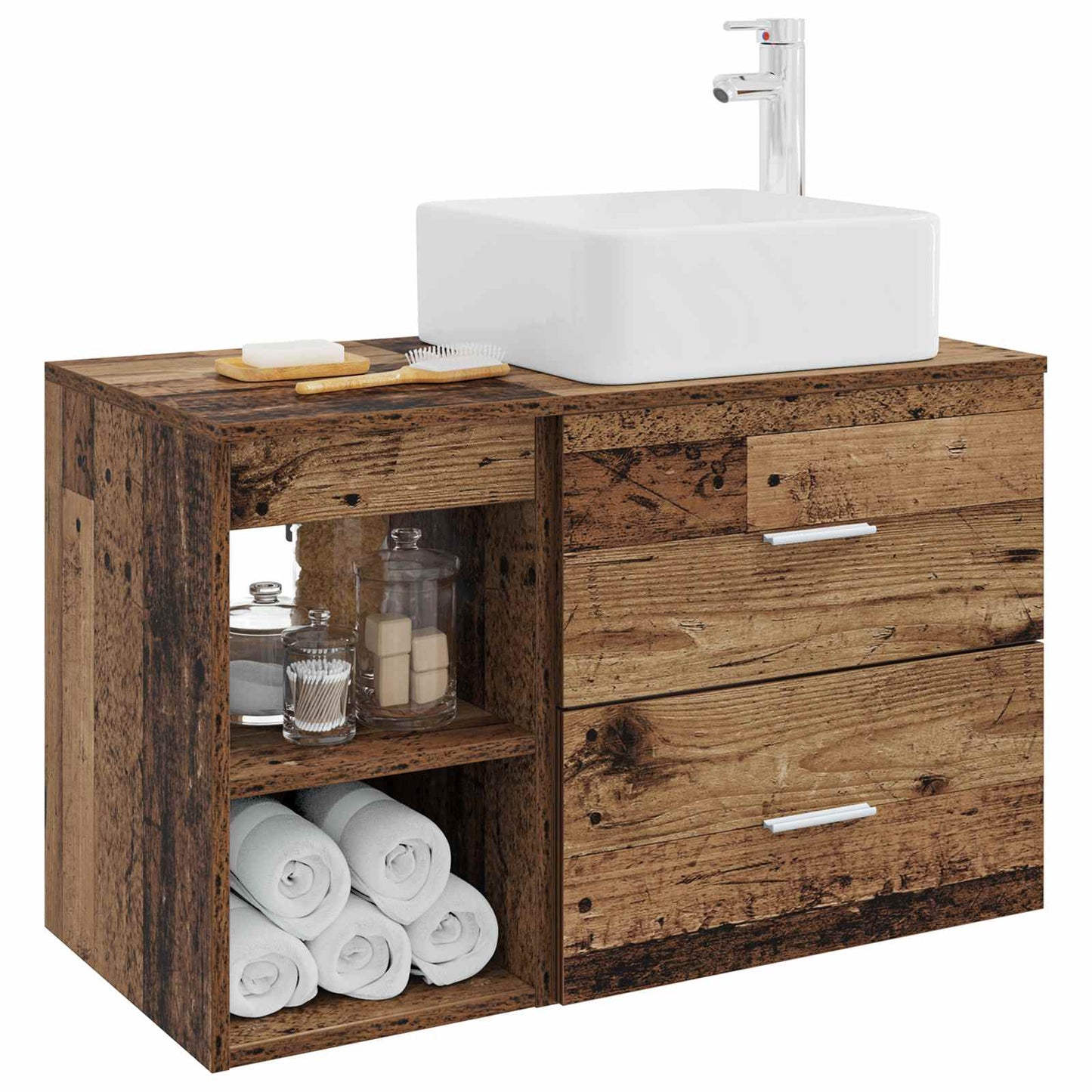 vidaXL Bathroom Furniture Set 2 pcs Old Wood Engineered Wood