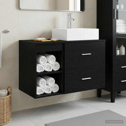 vidaXL Bathroom Furniture Set 2 pcs Black Oak Engineered Wood