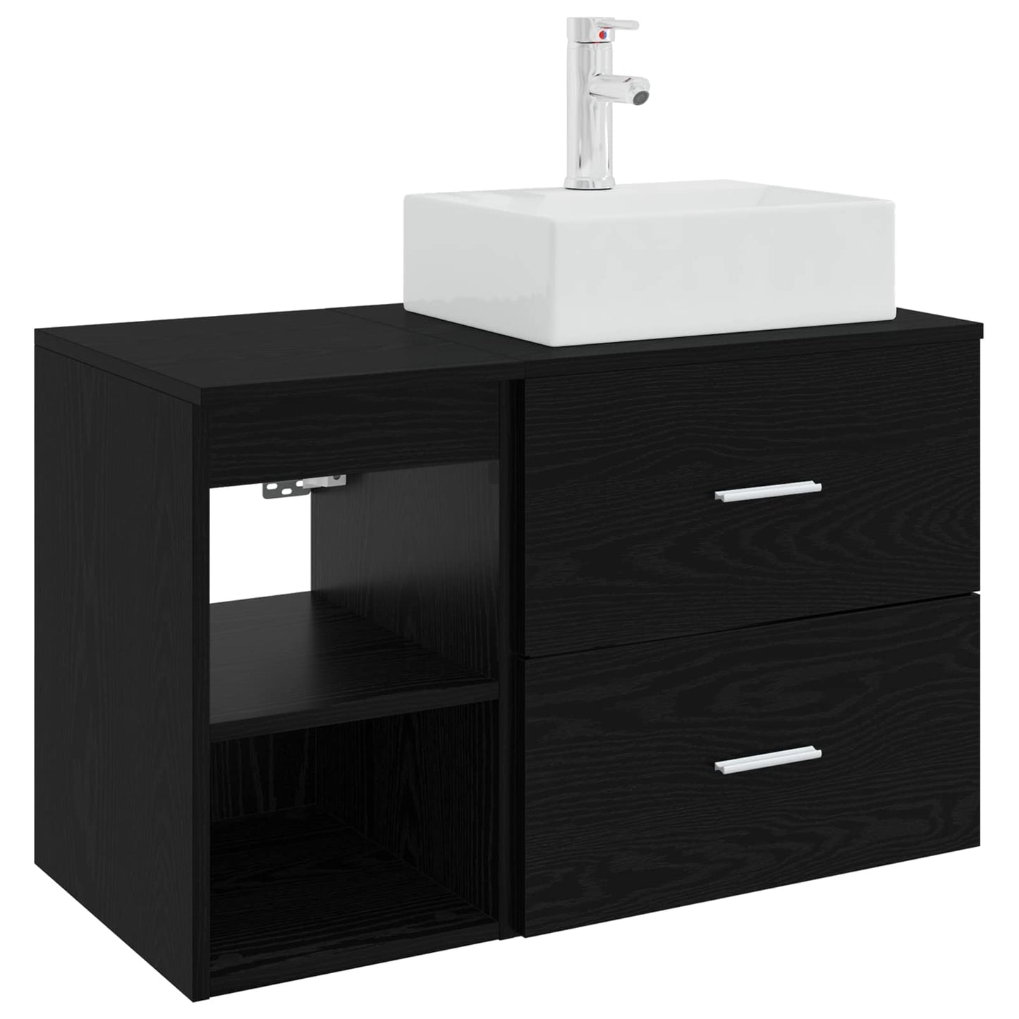 vidaXL Bathroom Furniture Set 2 pcs Black Oak Engineered Wood