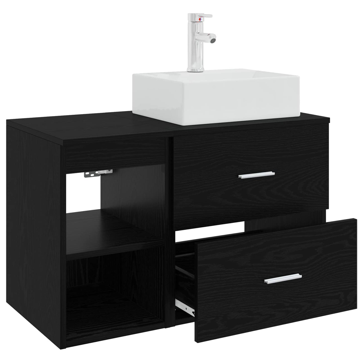 vidaXL Bathroom Furniture Set 2 pcs Black Oak Engineered Wood