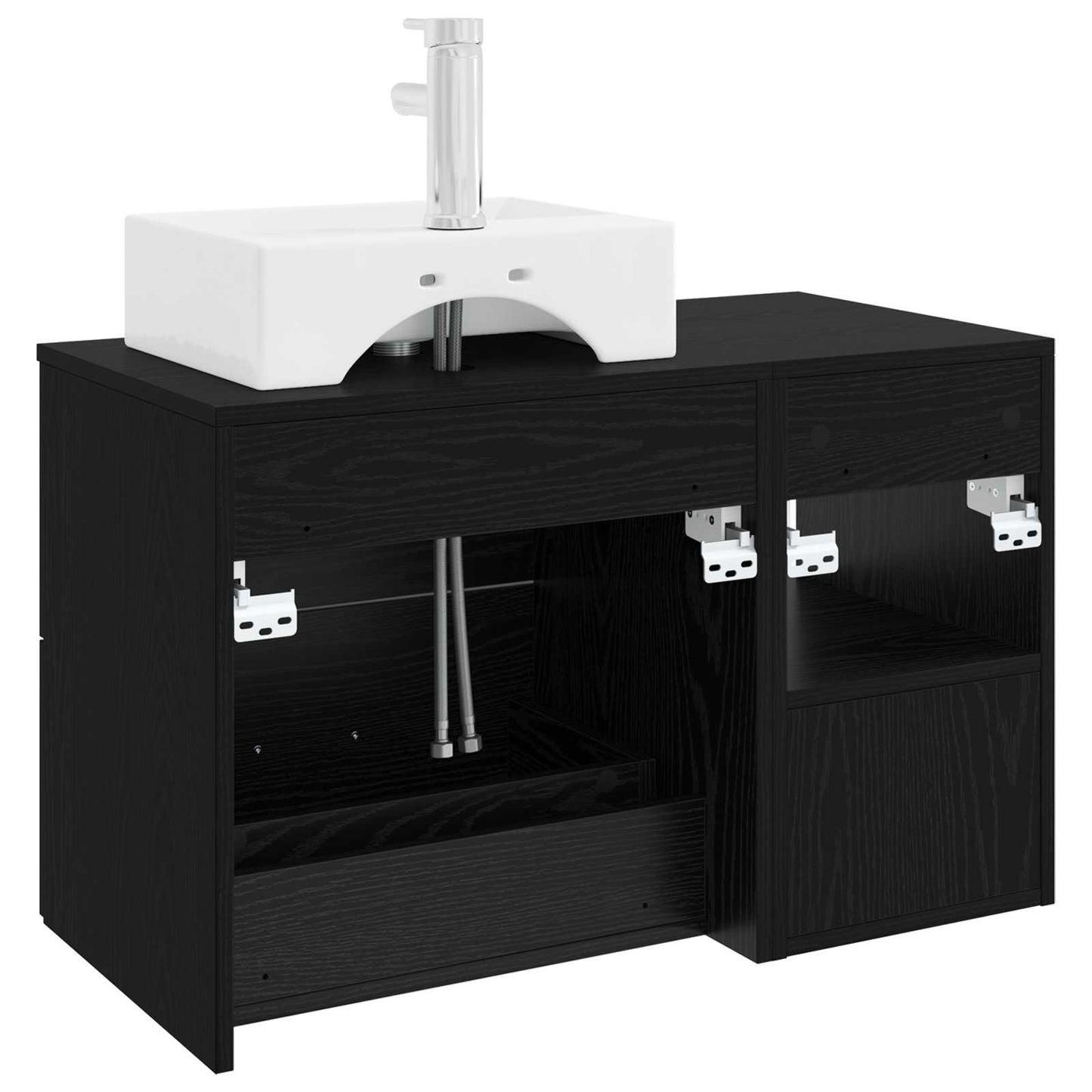 vidaXL Bathroom Furniture Set 2 pcs Black Oak Engineered Wood
