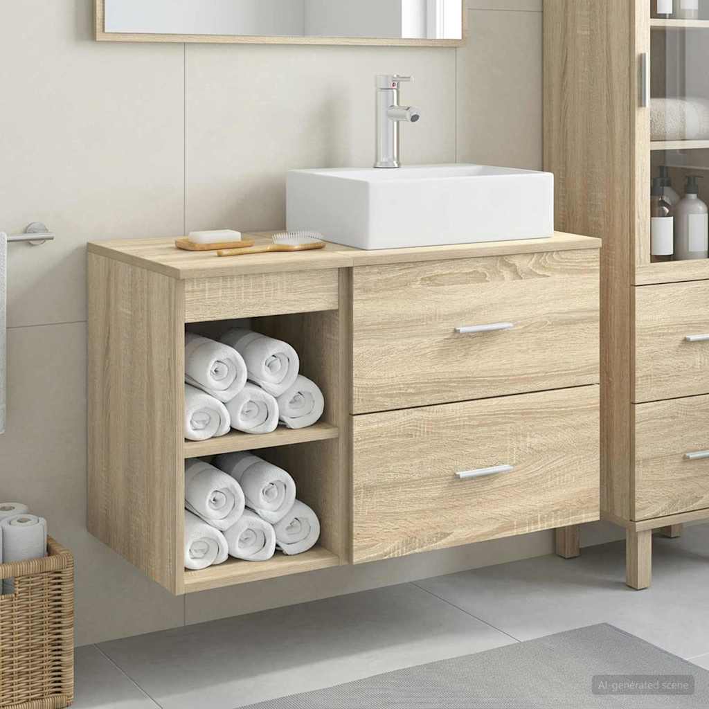 vidaXL Bathroom Furniture Set 2 pcs Sonoma Oak Engineered Wood