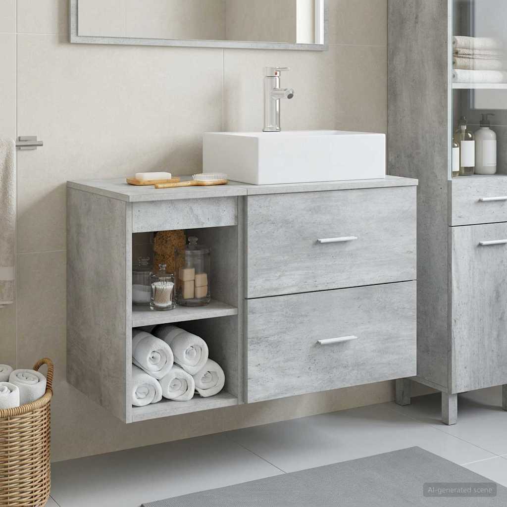 vidaXL Bathroom Furniture Set 2 pcs Concrete Grey Engineered Wood