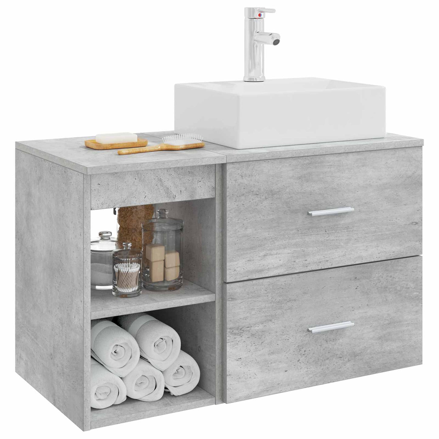 vidaXL Bathroom Furniture Set 2 pcs Concrete Grey Engineered Wood