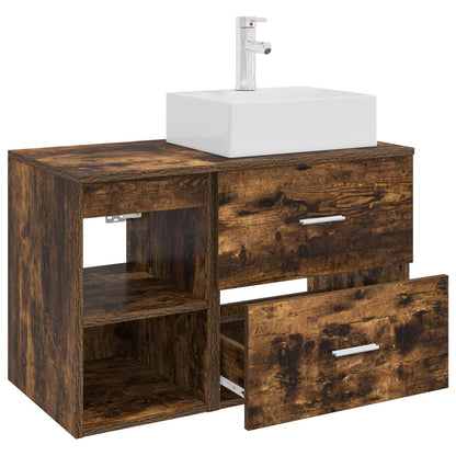 vidaXL Bathroom Furniture Set 2 pcs Smoked Oak Engineered Wood