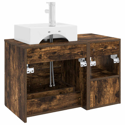 vidaXL Bathroom Furniture Set 2 pcs Smoked Oak Engineered Wood