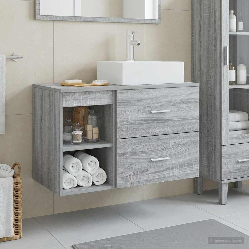 vidaXL Bathroom Furniture Set 2 pcs Grey Sonoma Engineered Wood