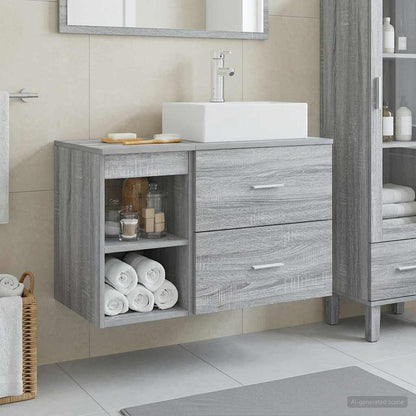 vidaXL Bathroom Furniture Set 2 pcs Grey Sonoma Engineered Wood